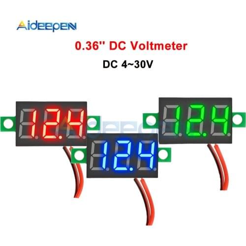 Mini Digital Voltmeter Voltage Tester Meter 0.36 Inch DC 4V-30V LED Screen Electronic Parts Accessories Digital Voltmeter