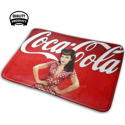 Pin Up Girl 3D Soft Non-Slip Mat Rug Carpet Cushion Coke Girls Up Red Vintage Selling Pinup Recent 50S Soda Top Trending Up