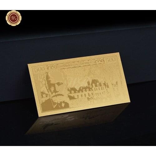 WR Non-currency Gold Foil Banknote Set with Coa Frame France 500 Francs Fake Money Bills Euro Prop Money Collectible Gifts