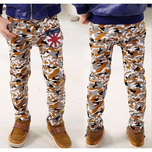 2019 New Spring Baby Boys Pants Kids Yellow Camouflage Casual Long Pants Children Soft Cotton Fashion Slim Trousers For 4-10Y