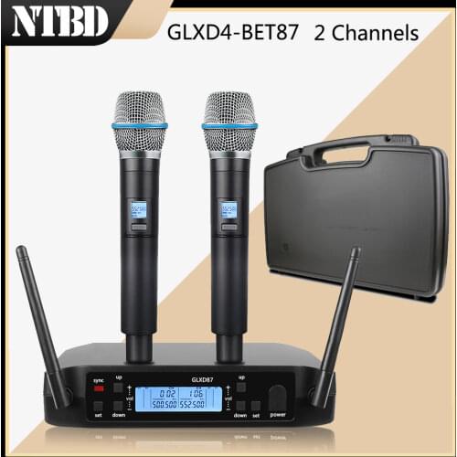 NTBD GLXD4 BETa87a Wireless Microphone beta87 2 Channels UHF Professional Mic For Party Karaoke Church Show Meeting Plastic case