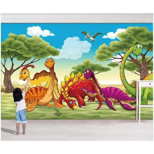 Wall paper 3 d custom mural on the wall Jurassic Dinosaur Park Forest Grass Childrens Room decor photo Wallpaper to the nursery