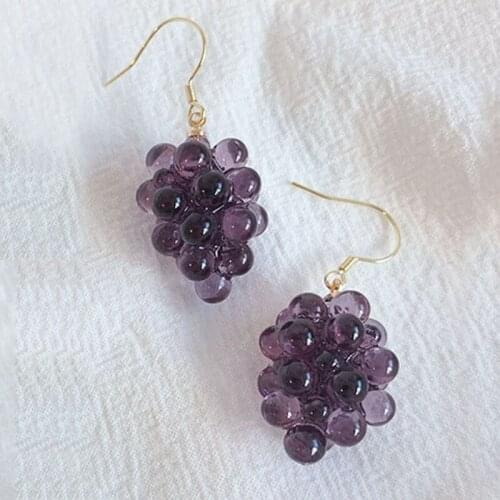 Lovely Purple Beads Grape Drop Earring For Women Simulation Fruit Earrings Sweet Wedding Earrings Party Jewelry Gift