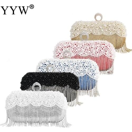Rhinestone Fringed Pearl Evening Bag Creative Diagonal Shoulder Bag Creative For Wedding Or Party Clutch Purse Bag For Woman