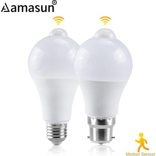 85-265V Lampada LED 12W 15W 18W LED PIR Motion Sensor Bulb E27 B22 Infrared Radiation Motion Detector Sensor Light Lamp for Home