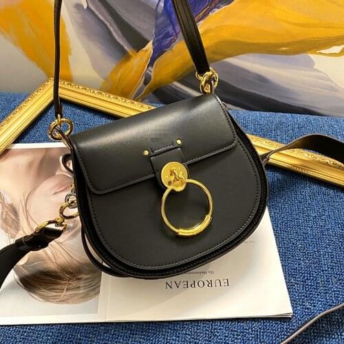 Trendy Women 's Bags 2021 New Shoulder Bag Vintage Crossbody Bag Women 's Saddle Bag genuine leather Semicircle Bag