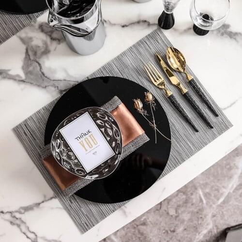 Honeycomb Stainless Steel Bowl Tableware Set Plate Tableware Dinnerware Tableware Round Black Crystal Tray Mat Dinner Service