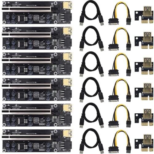VER009S Plus PCI-E Riser Card PCI Express 1X to 16X USB 3.0 Cable SATA to 6Pin Connector For Graphics Video Card BTC ETH Mining