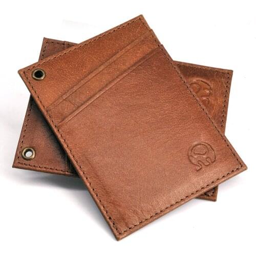 Cow Leather Card Holder Thin Vintage Wallet for Credit Cards