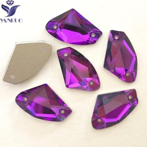 YANRUO 3256 All Sizes Amethyst Galactic Sew On Strass Crystal Rhinestone Flat Back Glass Sewing Stones For Dress