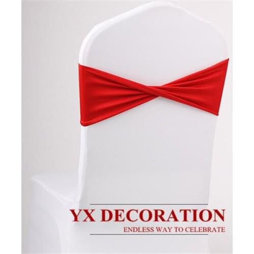 20pcs Crooked Lycra Band Spandex Chair Sash Tie Bow For Banquet Wedding Decoration