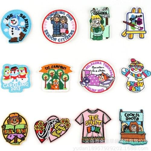 20pcs/lot 3M Embroidery Patch Letter Fun Snowman Camp Sticker Bag Shirt Clothing Decoration Accessory Diy Applique