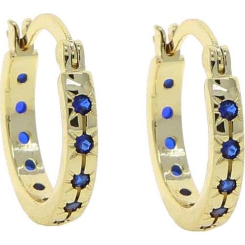 2021 NEW Exquisite White/Blue Zircon Small Hoop Earrings for Women Gold Silver color Circle Earrings