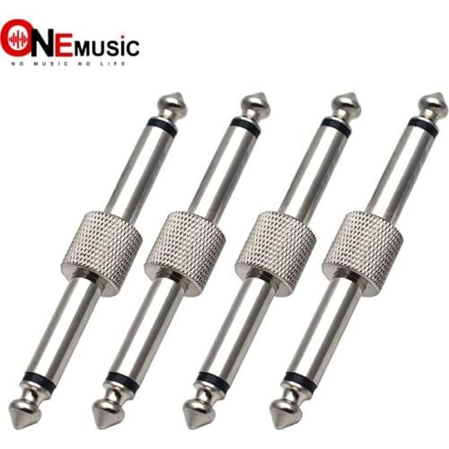 4pcs Chrome Guitar Effect Pedal Adapter JACK-JACK Connector Metal Solder Straight Converter Plug Patch Connect