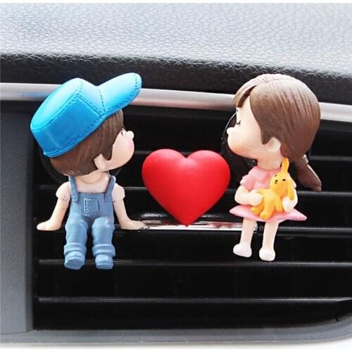 50% HOT SALES！！！Lovely Couple Girl Boy Car Air Vent Freshener Perfume Clip Aromaed Diffuser Decor