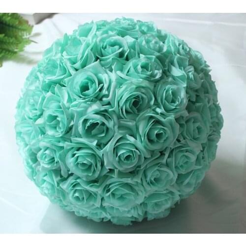 6.8inch(17cm) Mint Green Flower Ball Centerpieces Silk Rose Decorative Hanging Flower Ball Wedding Kissing Ball Pomander Decor