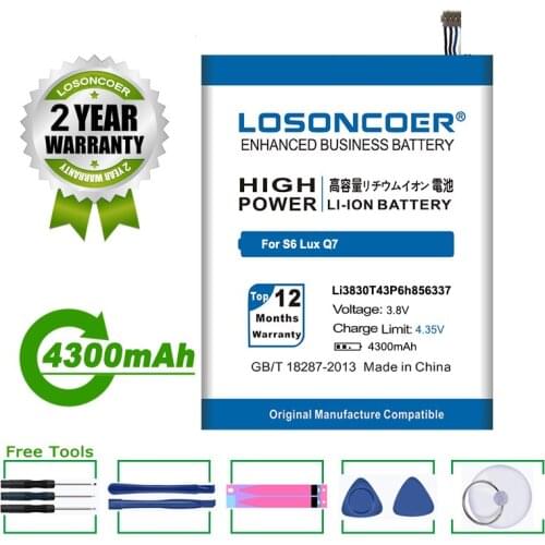 LOSONCOER Battery 4300mAh Li3830T43P6h856337 Battery For ZTE Blade X9 A711 S6 Lux Q7/-C G719C N939St N939SD V5 Pro N939SC