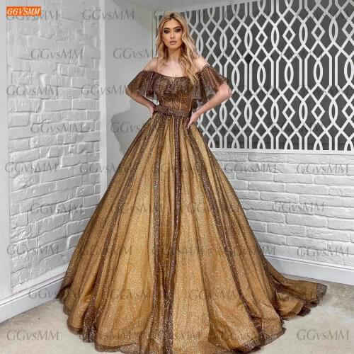 Glitter Brown Prom Dress Long 2021 Vestido De Fiesta Largo Boho Party Gown For Women Vestidos De Fiesta Largos Elegantes De Gala