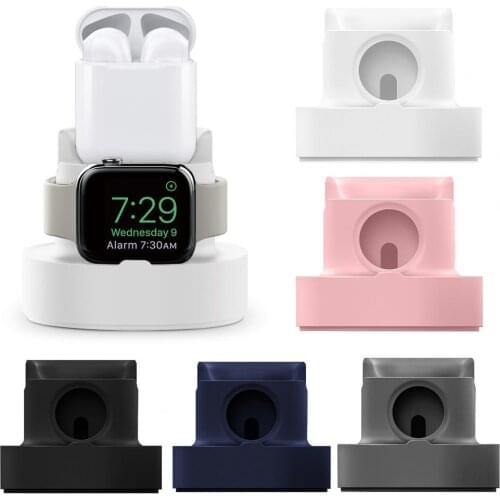 Charger Holder Multifunctional Steady Thickened Base Silicone Wristwatch Phone Earphone Display Stand For iWatch Airpods