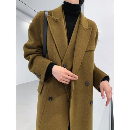 Heavy design waistcoat two-piece anti-season double-sided cashmere coat woolen coat female Korean version 21 new