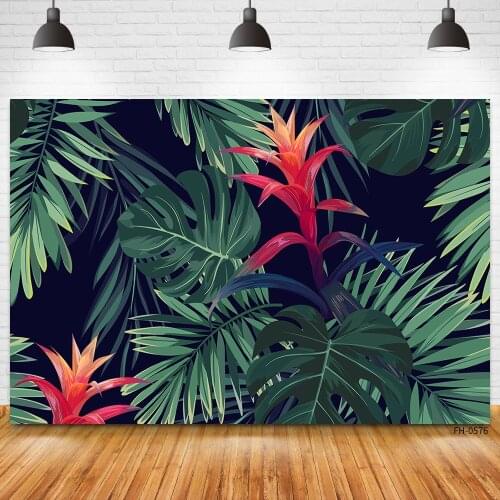 Summer Tropical Jungle Scene Green Leaves Photography Backgrounds Newborn Baby Birthday Party Photo Studio Photographic Backdrop