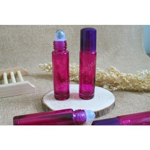 Hot sale Refinement 500 x 10ml purple glass roll on bottle,Perfume roll-on bottle with plastic lids,essential oil use