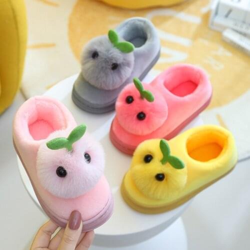 Girls cotton shoes autumn/winter kids indoor slippers fashion warm velvet boys slippers children home shoes soft non-slip