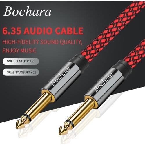 Bochara 6.35mm Guitar instrument Cable 1/4'' Jack 6.35mm TS OFC Audio Cable Foil Braided Shielded 2m 3m 5m 10m