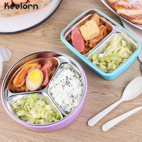 Keelorn 304 Stainless Steel Insulated Lunch Box Large Capacity Format Leakproof Thermal Insulation Three-Lattice Lunch Boxes