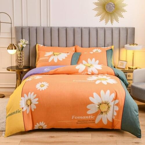 100% Cotton Pastoral Flower Printed 4pcs Bedding Sets Plaid Stripe King Size Duvet Cover Set Single Double Queen Soft Bed Sheets