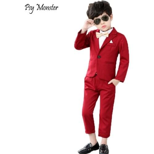Gentleman Boys Wedding Suits 2pcs Fashion Solid Blazer+Pants Quality Kids Formal Suits Children Clothing Sets Costume F142