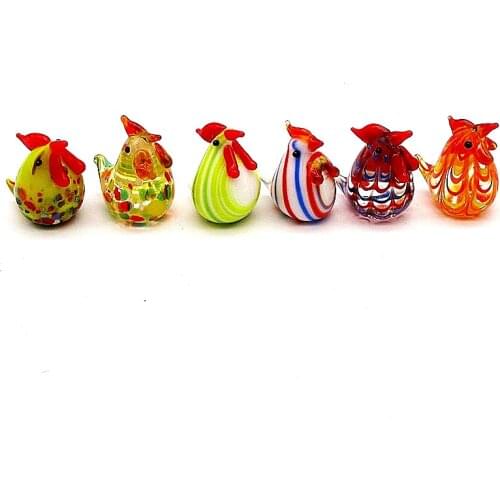 Mini Handmade Glass Dwarfs Chicken Figurine Colorful Japan Style Cute Poultry Animal Ornaments For Kids Room Desktop Art Decor