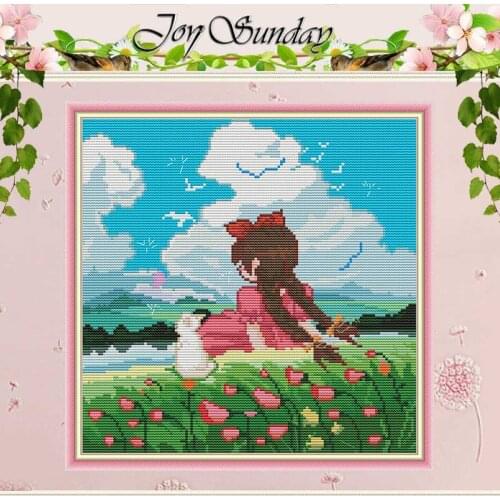 Girl and Cat Patterns Counted Cross Stitch 11CT 14CT Stamped Cross Stitch Set Wholesale Cross-stitch Kit Embroidery Needlework