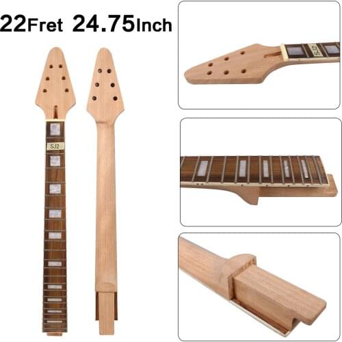 Diy 22Fret 24.75in 628mm Electric Guitar Neck Set in Mahogany+Rosewood Fingerboard Hand-made Unfinished