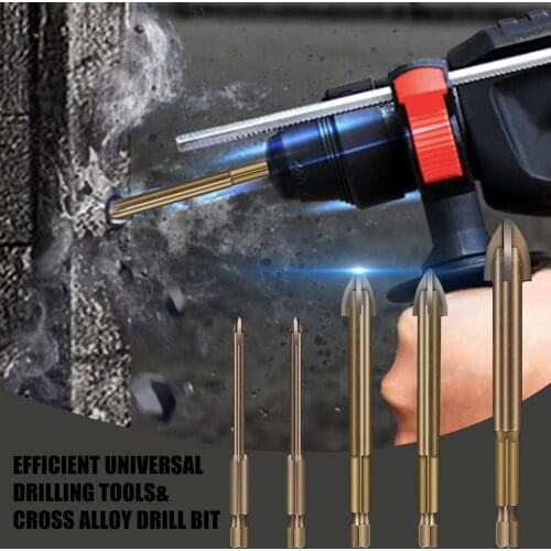 Cross Hex Tile Drill Bits Set For Glass Ceramic Concrete Hole Opener Brick Hard Alloy Triangle Bit Tool Kit Universal Drilling