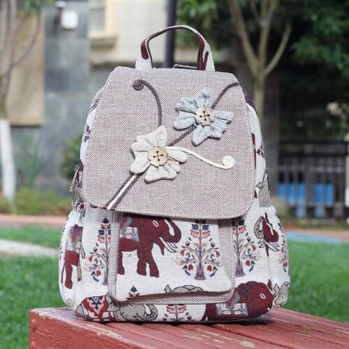 New coming national string appliques zipper&hasp backpacks!Nice bohemian animal prints women backrack Hot-sale casual backruck