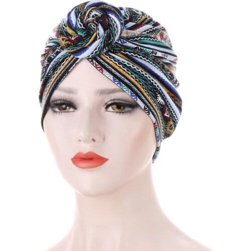New Bohemia Spiral Headdress Hat Multicolor Baotou Small Hat Muslim Hat Chemotherapy Cap Headdress For Womens Hair Accessories