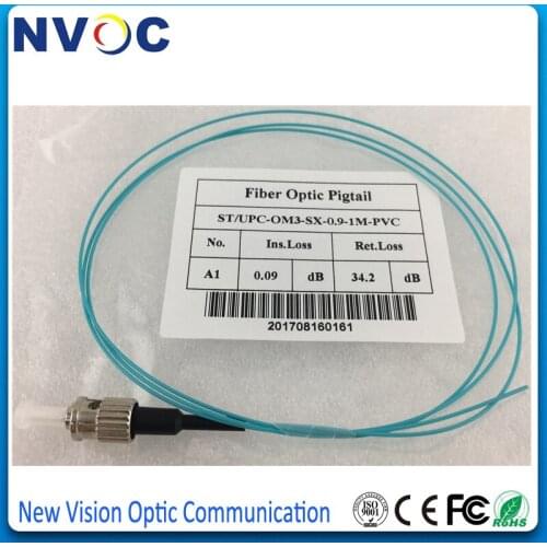 10Pcs/Lot, 1.5m 50/125 OM3-150 Simplex Fiber Pigtail ST UPC Multi Mode 0.9mm,ST/UPC MM SX PVC Jacket Fiber Optical Pigtail Cable