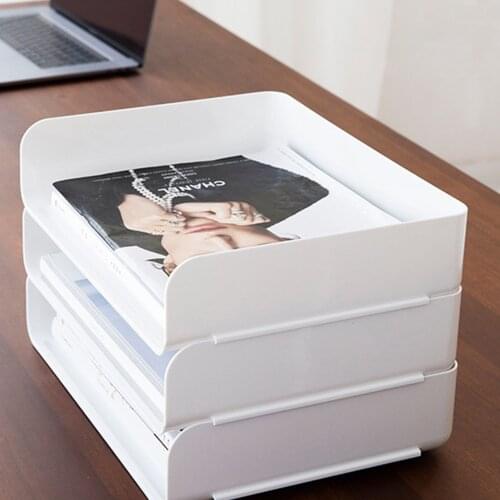 Home Office Desktop Organizer Stackable Storage Box Drawer Magazines Document File Folder Storage Tray Phone Pen Container Box
