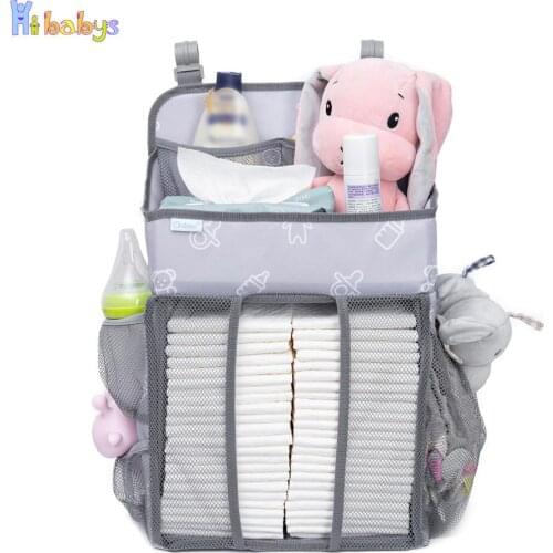 Baby Crib Diaper Organizer Childrens Bed Hanging Bag Waterproof Multifunction Bedside Diaper Organizer Cradle Bedding Accessory