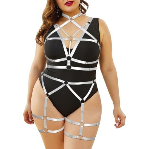 Sexy Plus Size Lingerie Women Bdsm Body Harness Bondage Suspender Binding Garter Belt For Stockings Straps Festival Rave Costume