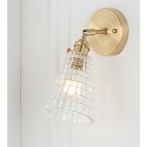 Multiple Styles Modern Bedside Bedroom Brass Glass Wall Light Concise Vintage Bathroom Mirror Aisle Study Cloakroom Wall Sconce