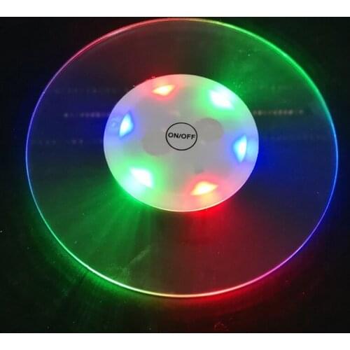 LED Drink Coaster Multi Color Lighting Up Waterproof Ultra-Thin Bottle Cup Mat Home Garden