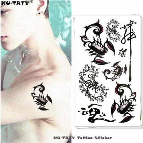 Nu-TATY Black Scorpion Totem Temporary Tattoo Body Art Flash Tattoo Stickers 17*10cm Waterproof Fake Tatoo Car Styling Sticker