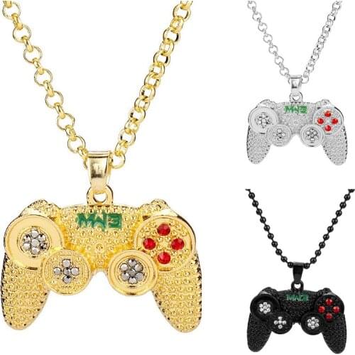 Hip-Hop Jewelry Game Console Handle Necklace Pendant Gold Chain Crystal Necklace Charms For Unisex Individuality Necklace Gifts