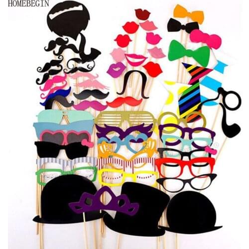 HOMEBEGIN 58pcs Fun Wedding Photo Booth Props Birthday Gifts Photobooth Mr Mrs Just Married Wdding Decoration Party Supplies