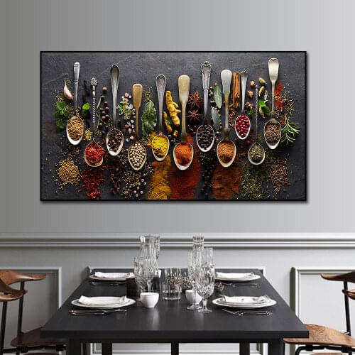 Grains Spices Spoon Peppers Canvas Painting Kitchen Decoration Posters Prints For Dining room Wall Art Pictures Home Art Decor