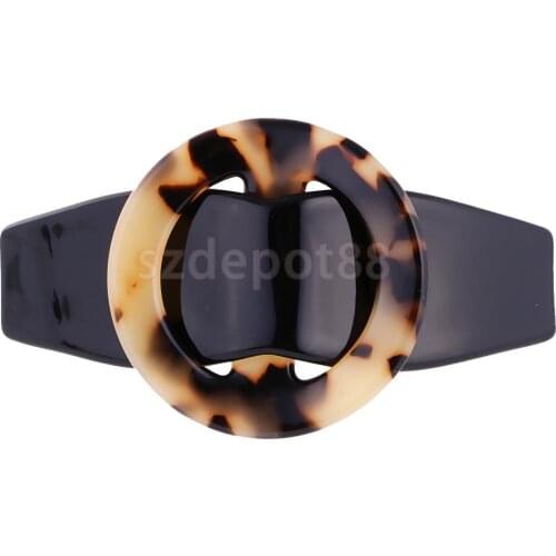 Women Leopard Pattern Black Spring Fastening Hair Pin Barrette Clip