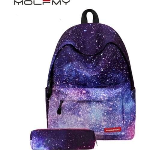2021 Fashion Womens Canvas Backpack Universe Starry Sky Backpack DIY Girls Student School Bags Large Capacity Female Backpack