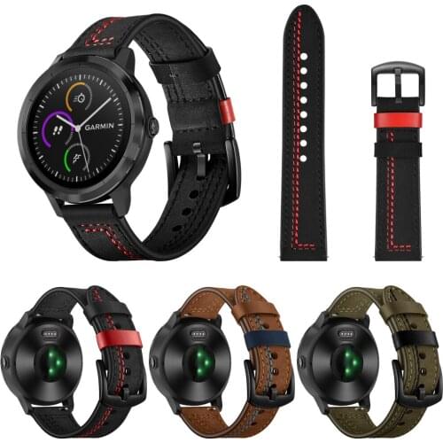 20MM high quality soft leather wristband For Garmin vivoactive 3 music Venu Forerunner 645 245 strap smartwatch replacement belt